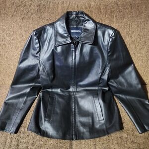 Women's Black Bernardo Leather Jacket Sz.L